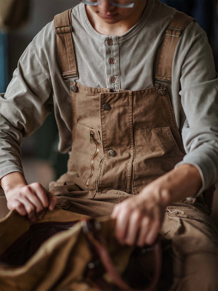 Canvas Cargo Dungarees for Men