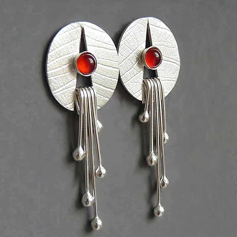 Pevena – Drop Earrings with Red Accent