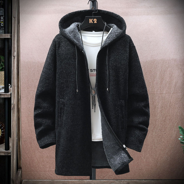 MICHAEL – LONG HOODED TEXTURED COAT