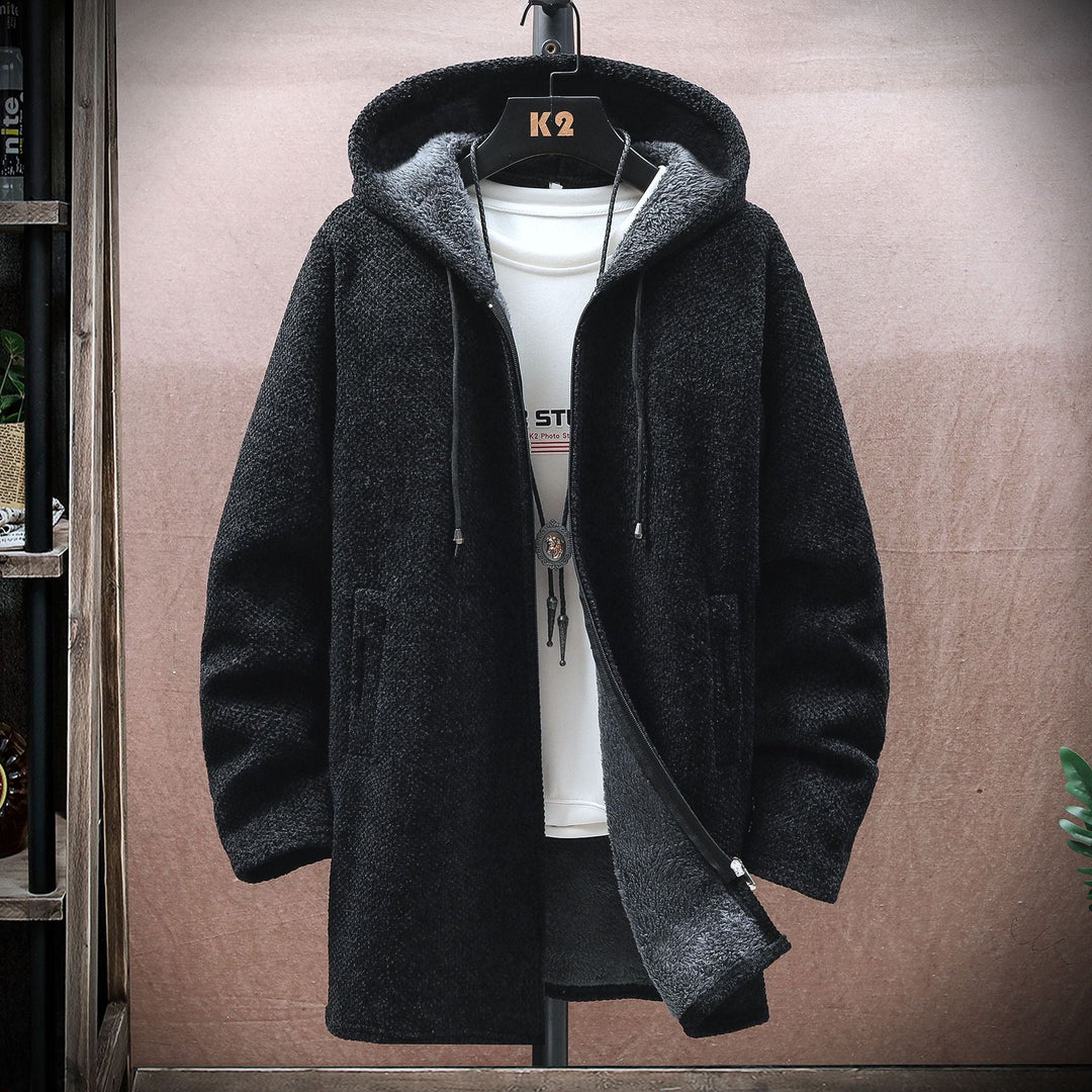 MICHAEL – LONG HOODED TEXTURED COAT