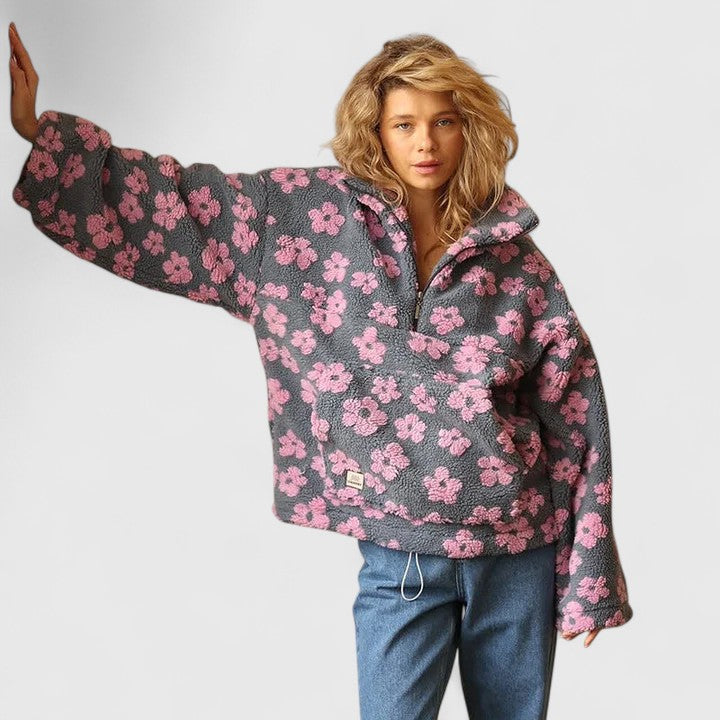 BONNIE – PRINTED SHERPA PULLOVER
