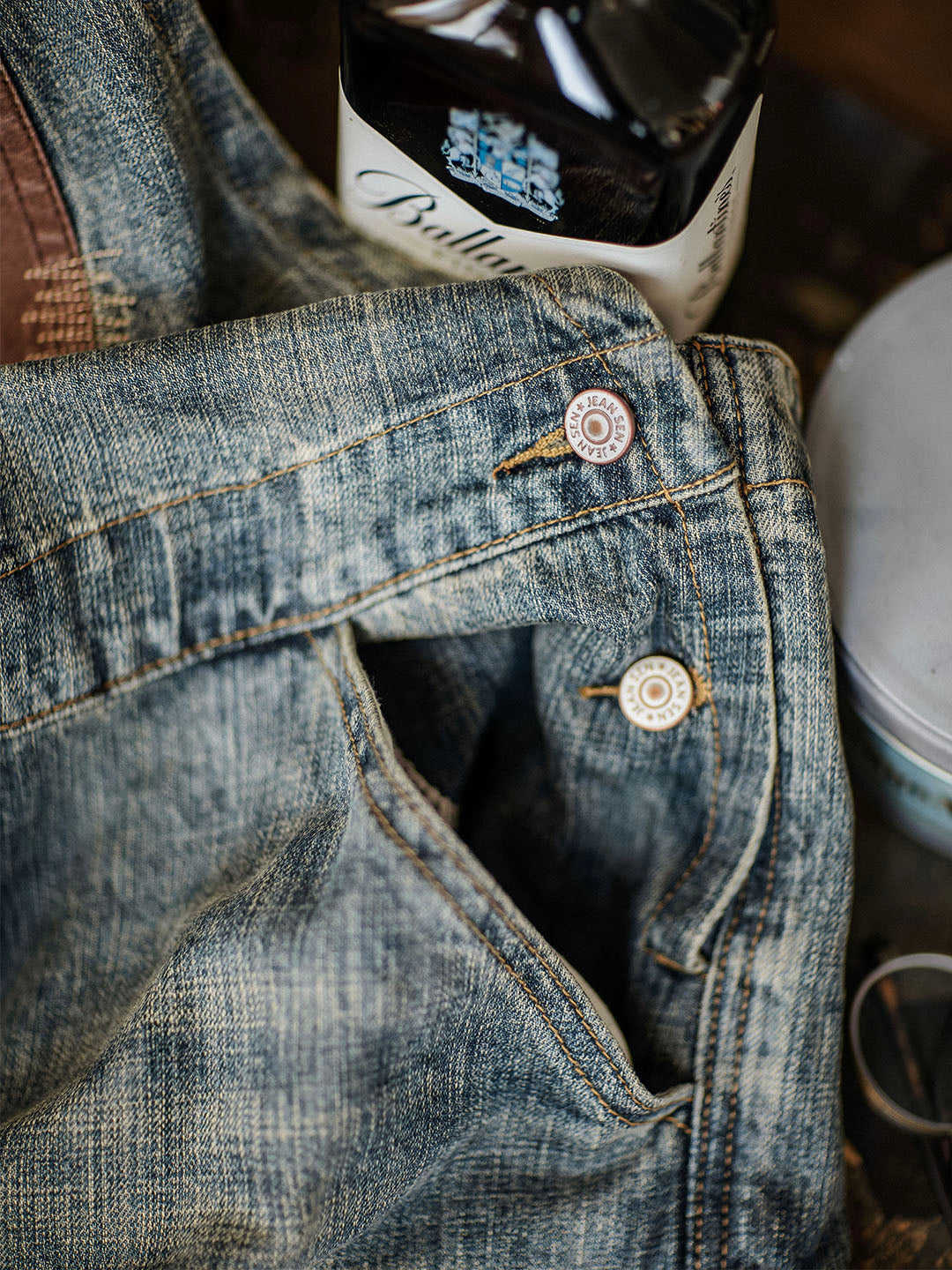 Men's Dungarees in Contrasting Distressed Denim