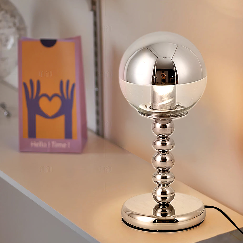 BowLift | MirrorGlow – Minimalist Chrome Table Lamp
