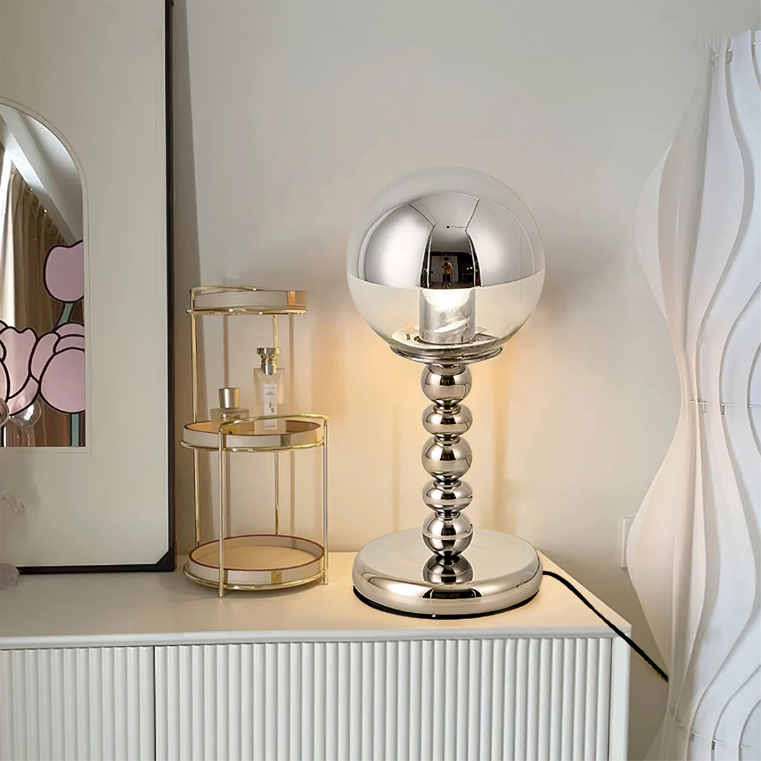 BowLift | MirrorGlow – Minimalist Chrome Table Lamp
