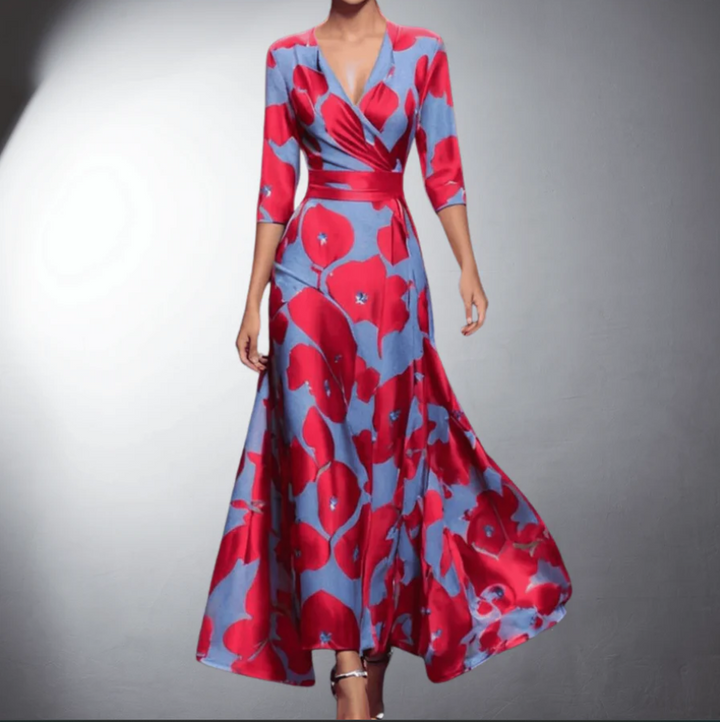 Zoe - Classic Floral V-Neck Maxi Dress