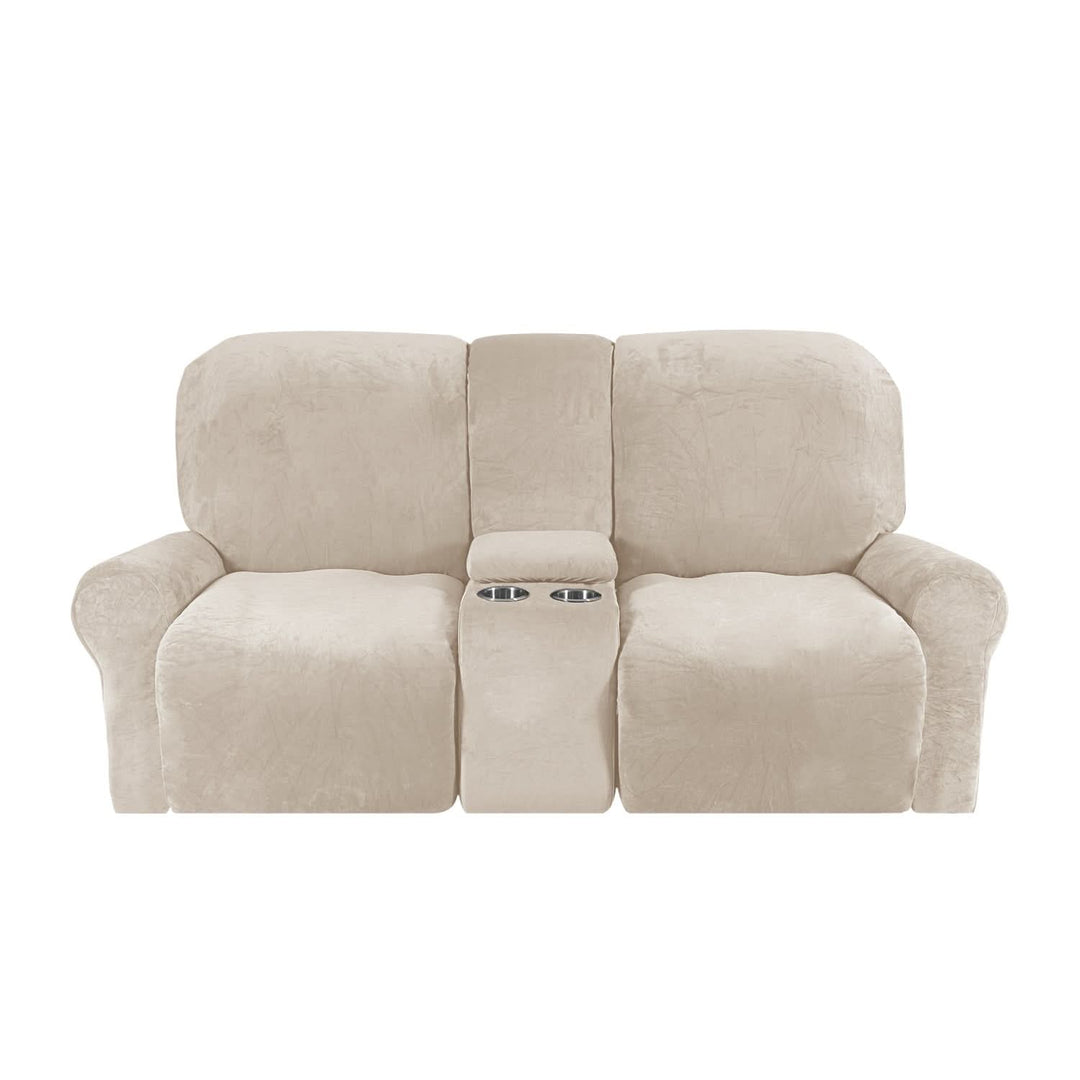 BowLift | 2-Seater Recliner Sofa Cover with Cup Holders – Velvet Plush
