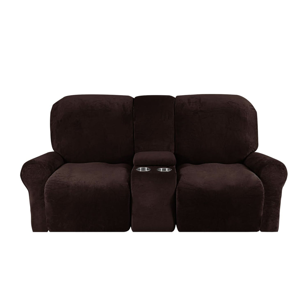 BowLift | 2-Seater Recliner Sofa Cover with Cup Holders – Velvet Plush