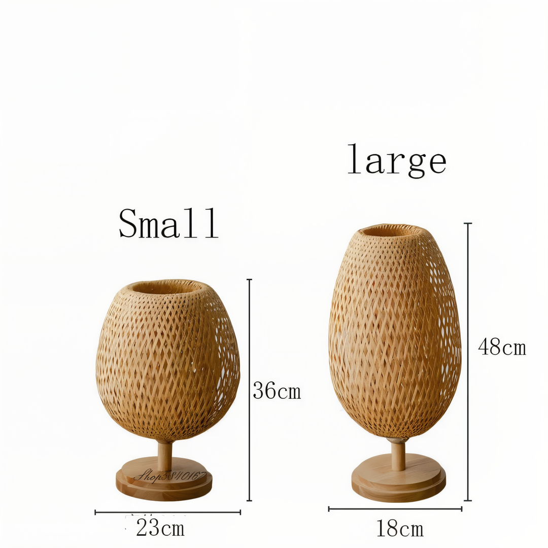 BowLift | NatureHue – Vintage Bamboo Table Lamp – Creative Woven Rattan Desk Light