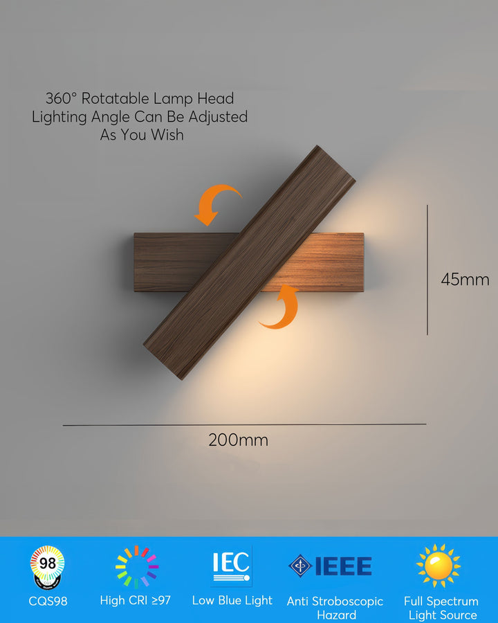 BowLift | Rotatable wall lamp with Nordic wood grain