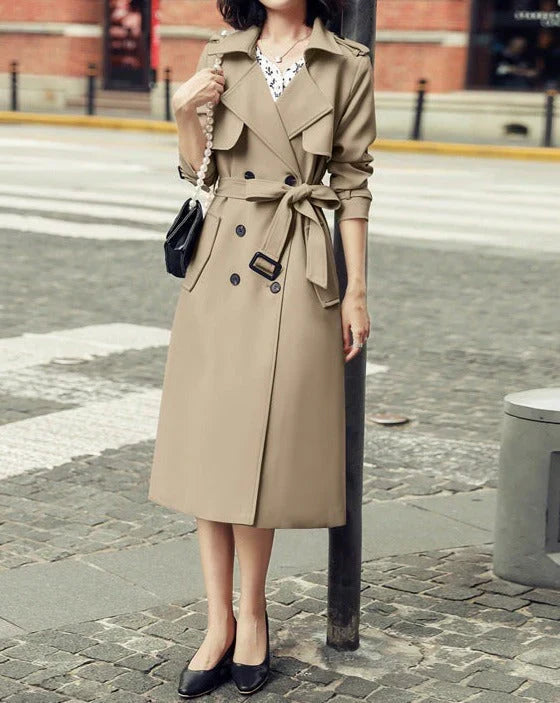 Trench Coat with Double Breasted Button Placket