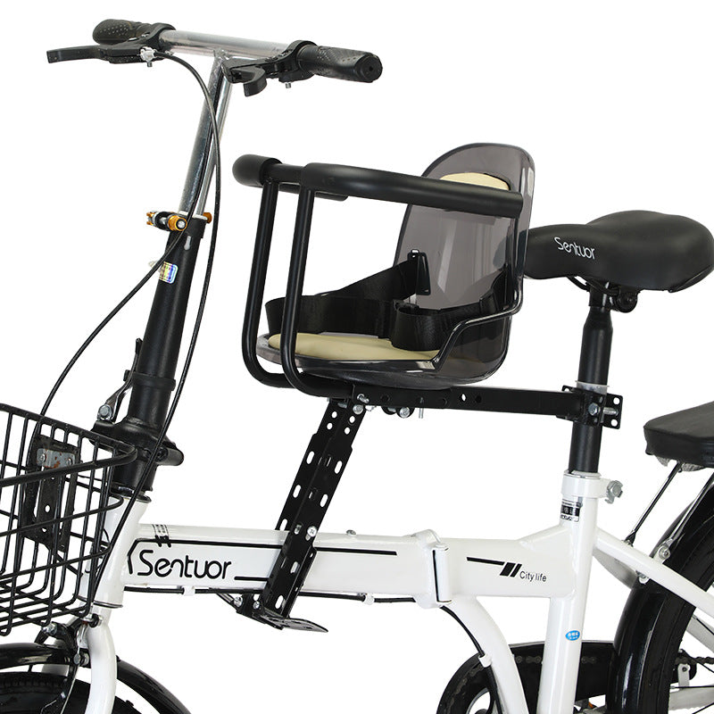 Front-Mounted Padded Child Bicycle Seat with Safety Harness and Adjustable Universal Mount Azura