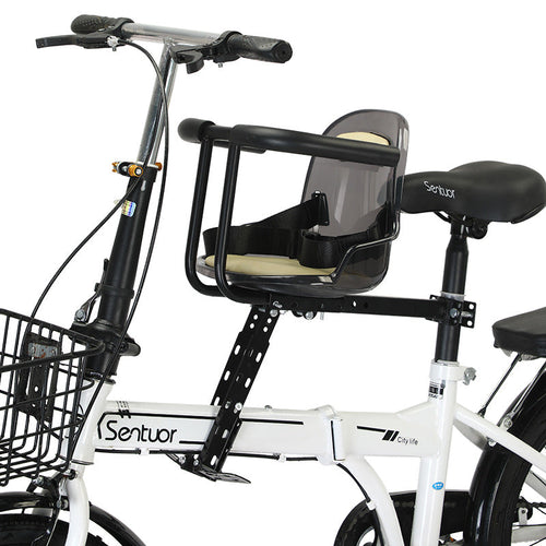Front-Mounted Padded Child Bicycle Seat with Safety Harness and Adjustable Universal Mount Azura