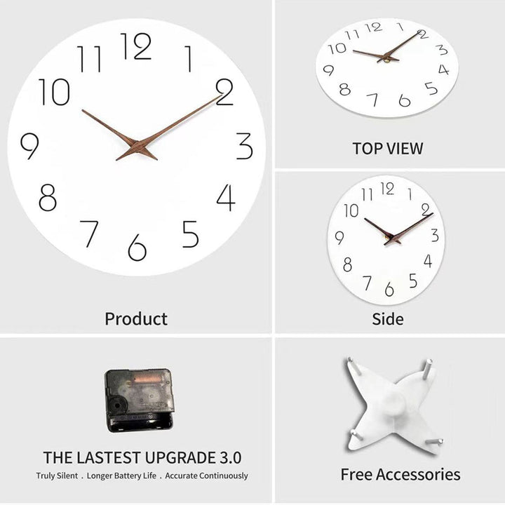BowLift | Simple Colored Silent Wall Clock 12 Inch