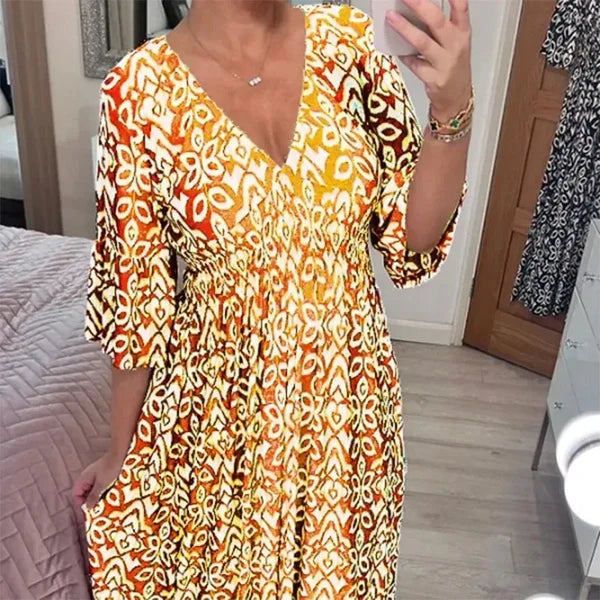 Hazel | Geometric Flare Midi Dress