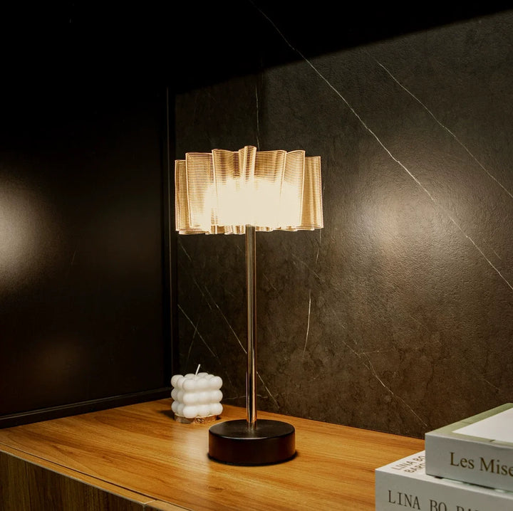 Pleated Full-Aluminum Rechargeable Table Lamp