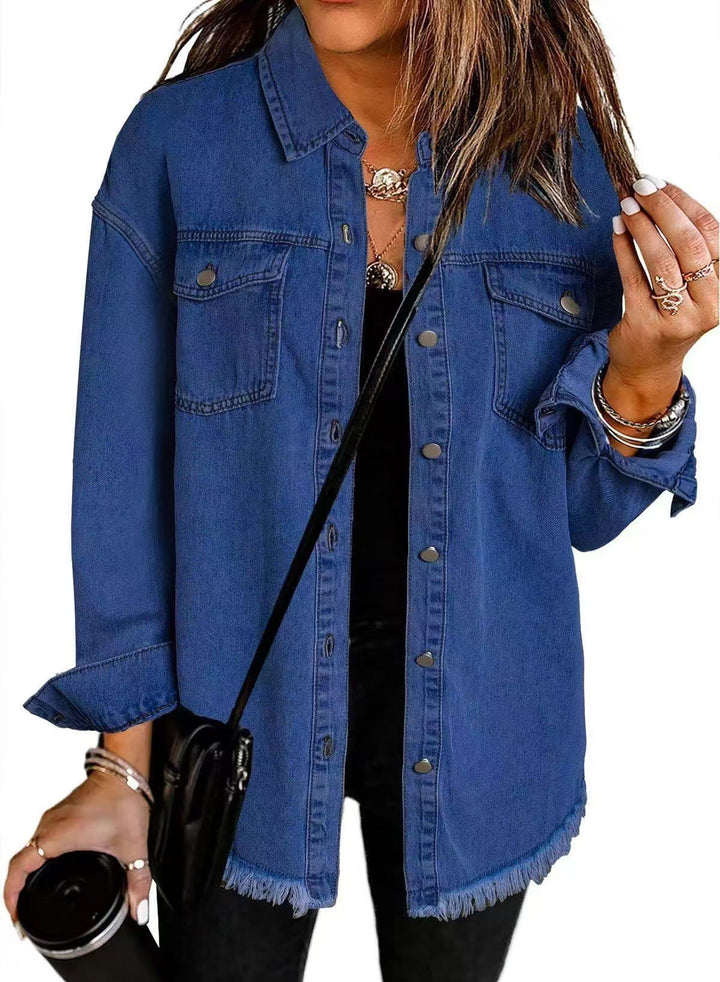 AVA – CLASSIC FRAYED HEM DENIM JACKET
