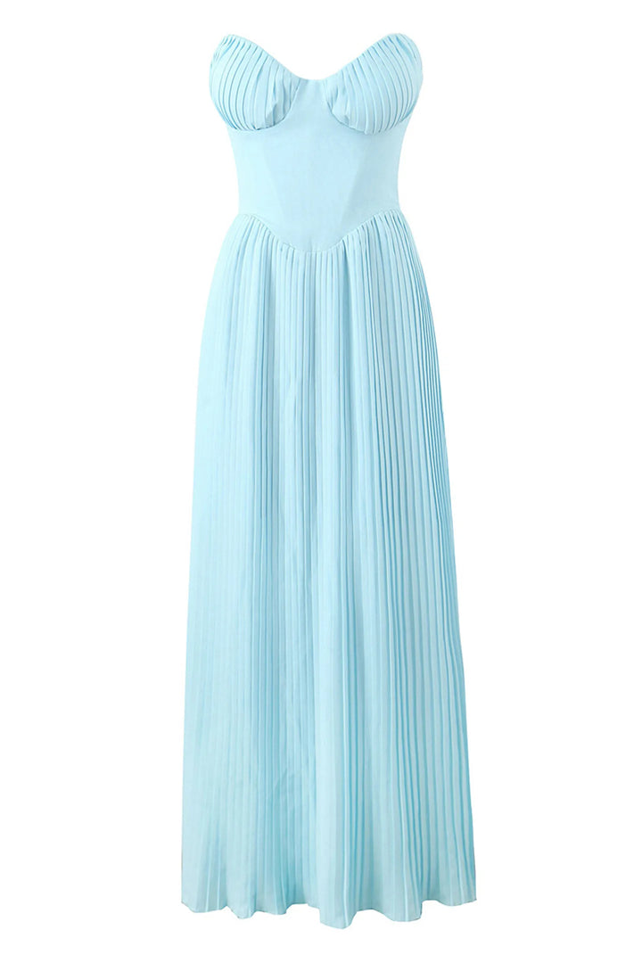 Vivian | Stunning Flowy Pleated Strapless Maxi Dress