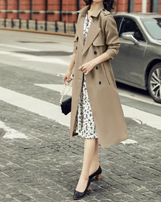 Trench Coat with Double Breasted Button Placket