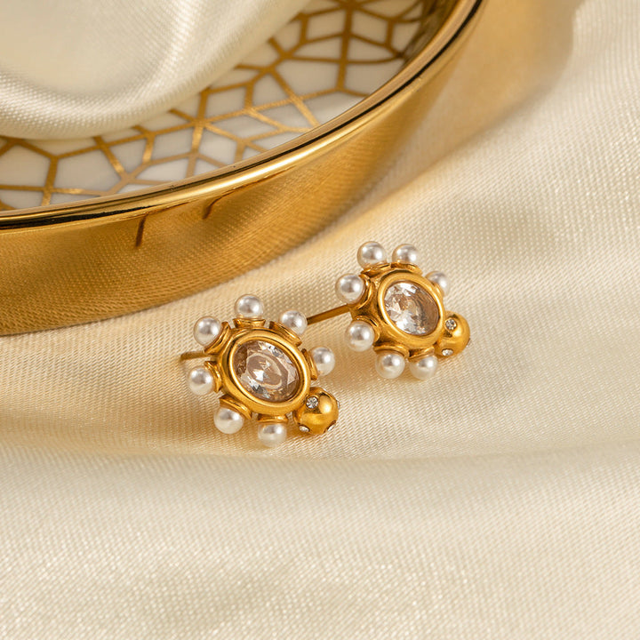 Sophisticated Gold Pearl Earrings