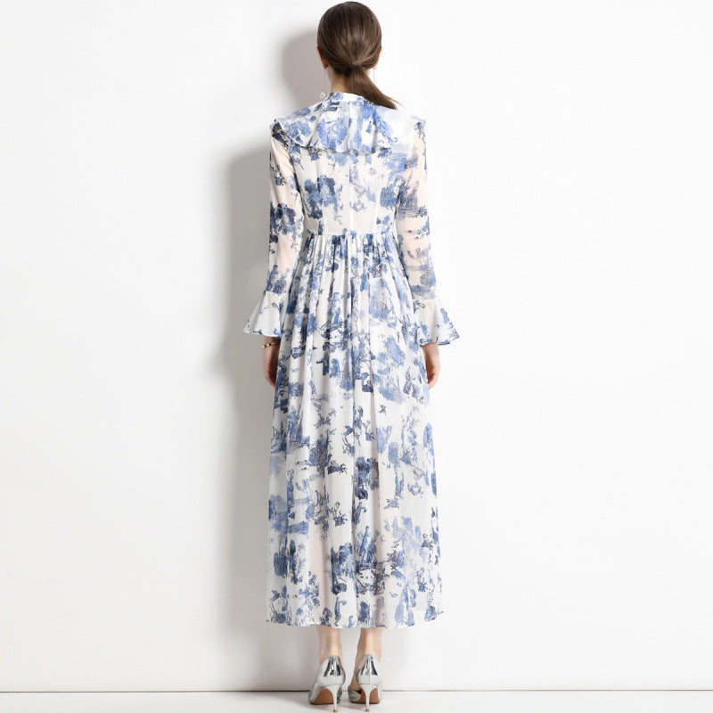 Gabby | Elegant Ink Print Dress