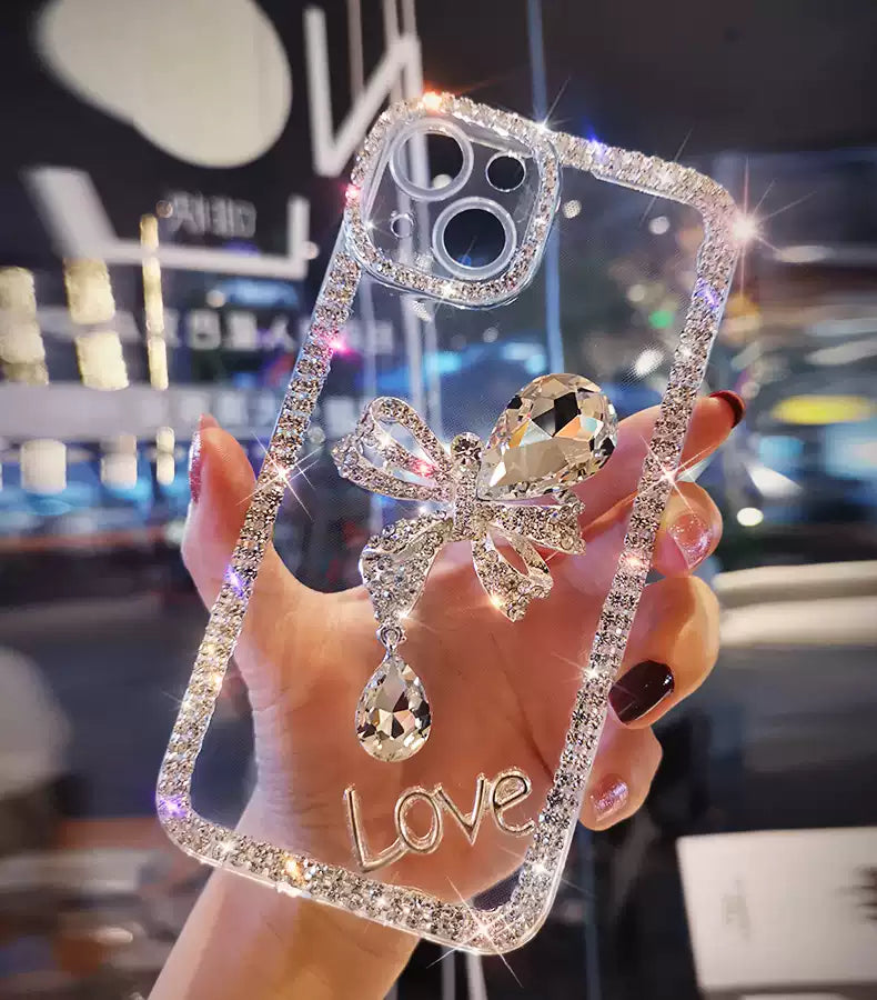 Azura | Sparkle Shell Diamond Bow iPhone Case