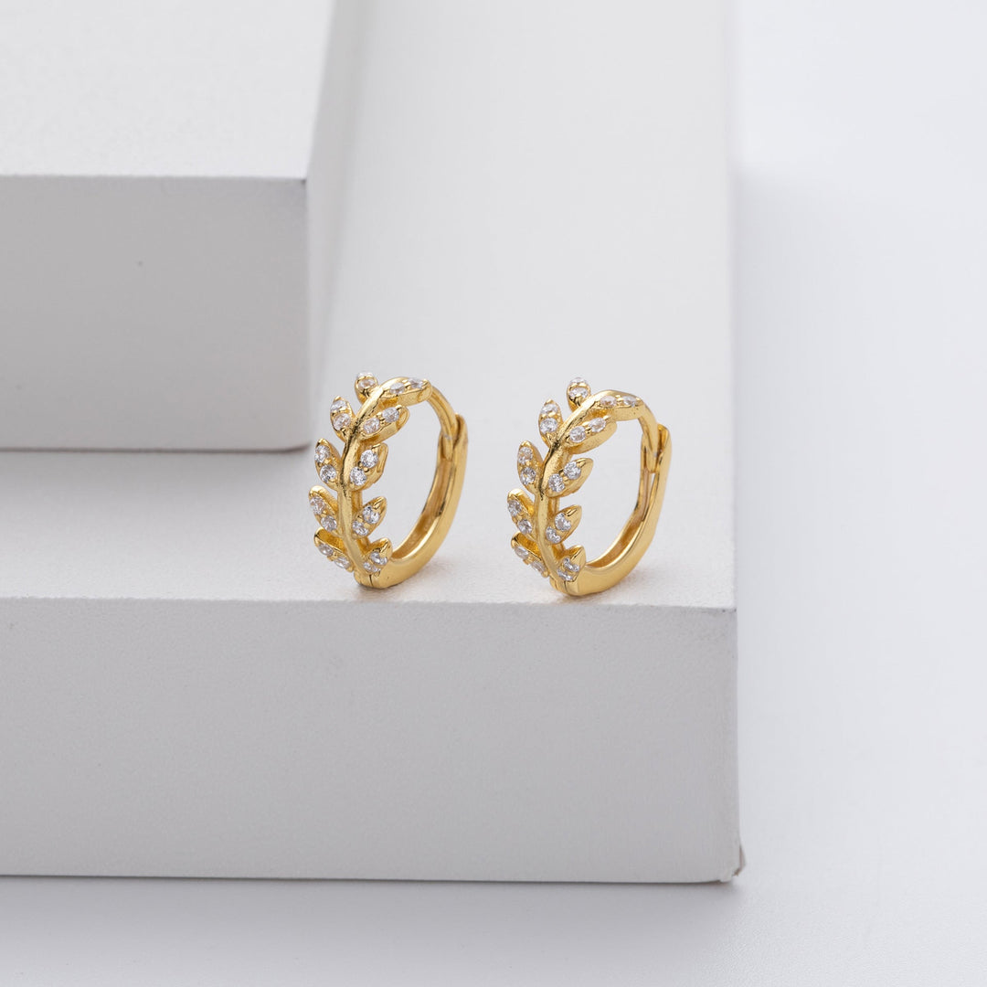 Silver Leaf Hoop Earrings
