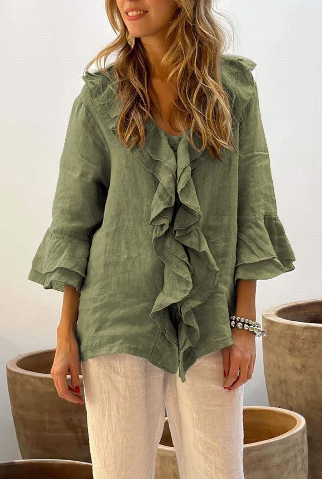 Primrose – Ruffle Front Tunic Blouse