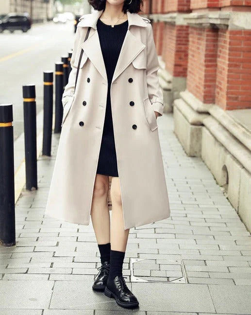 Trench Coat with Double Breasted Button Placket