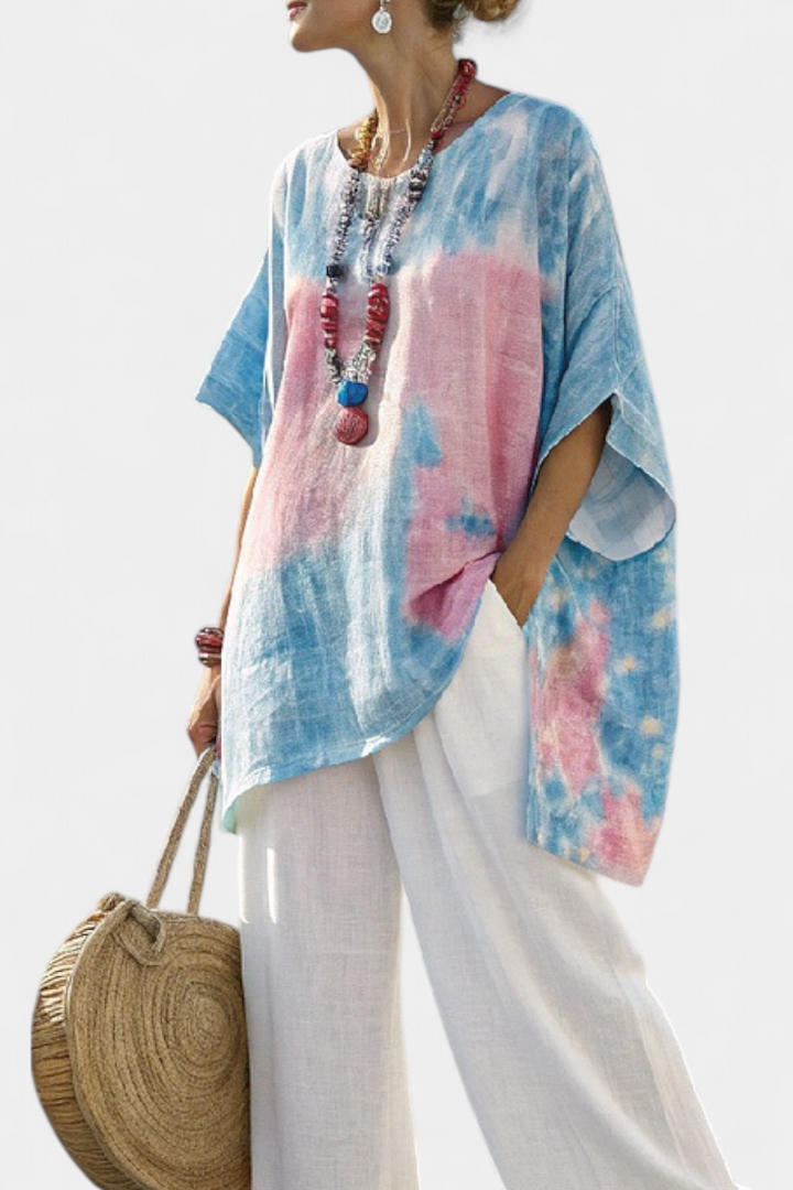 Vantrel | Comfortable Relaxed Linen Top & Striped Bamboo Pants