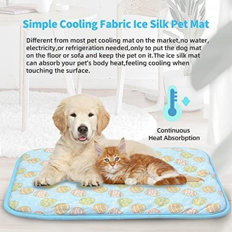 Unisex nan self-cooling pet cooling mat with pressure-activated gel core and non-slip bottom Azura