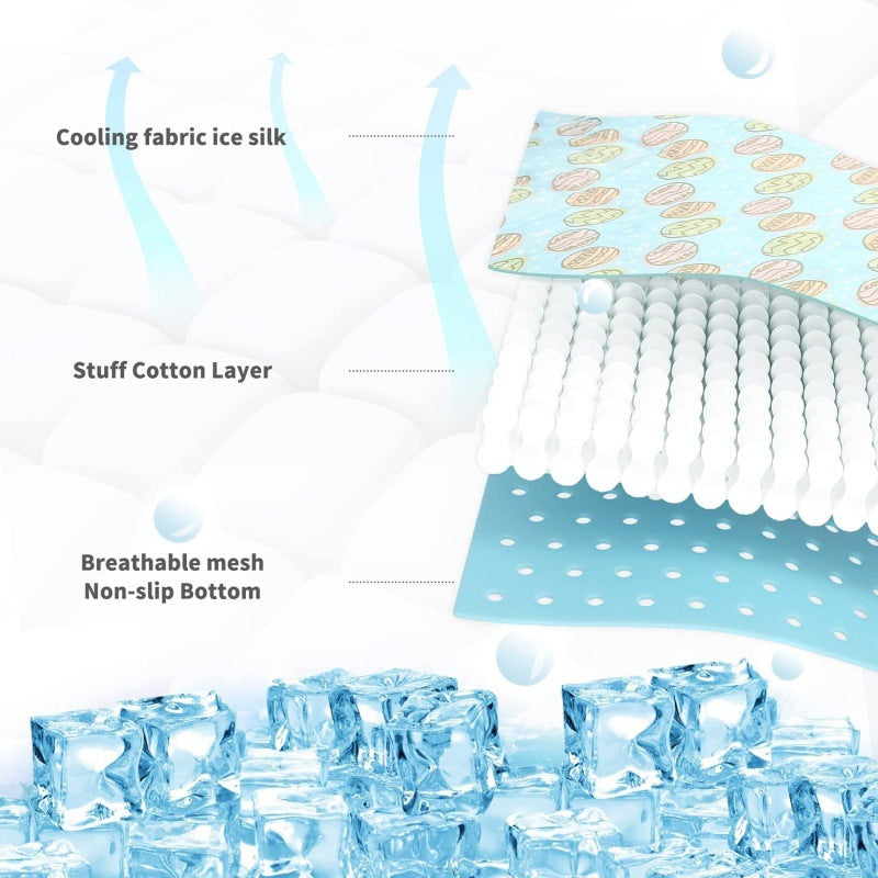Unisex nan self-cooling pet cooling mat with pressure-activated gel core and non-slip bottom Azura