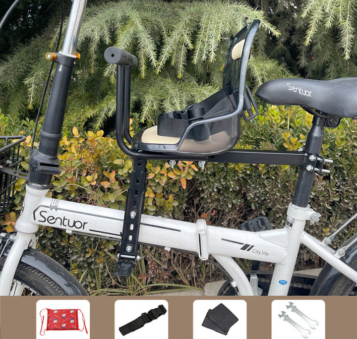 Front-Mounted Padded Child Bicycle Seat with Safety Harness and Adjustable Universal Mount Azura
