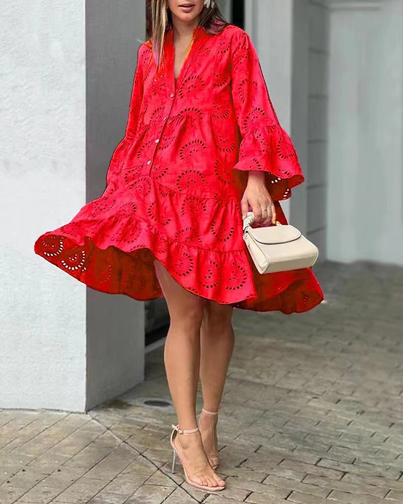 Fawna – Embroidered Tiered Mini Dress
