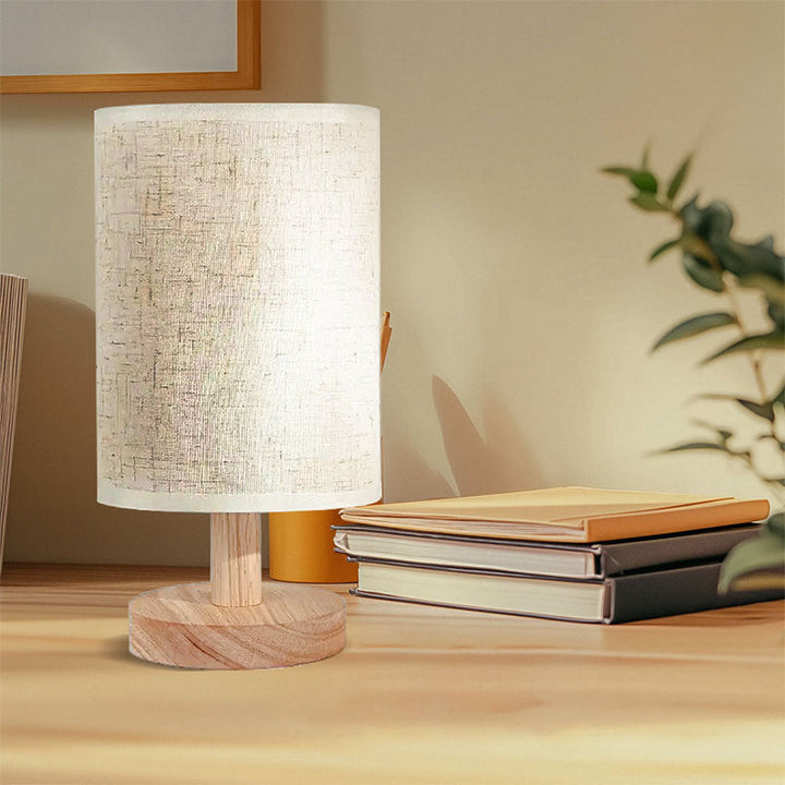 USB Solid Wood Fabric Table Lamp