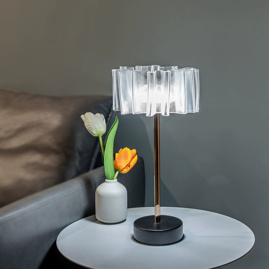 Pleated Full-Aluminum Rechargeable Table Lamp