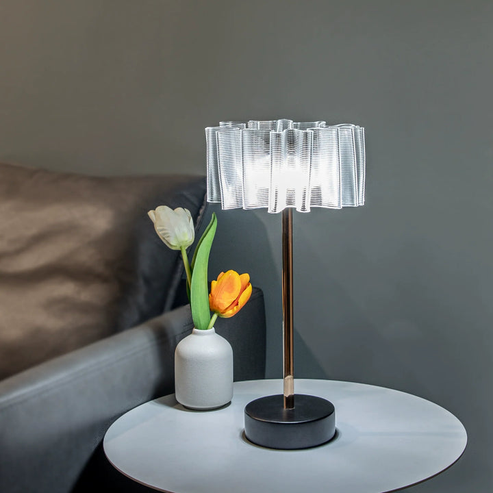 Pleated Full-Aluminum Rechargeable Table Lamp
