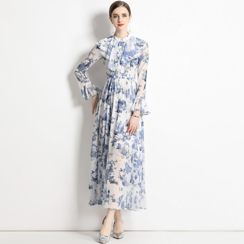 Gabby | Elegant Ink Print Dress