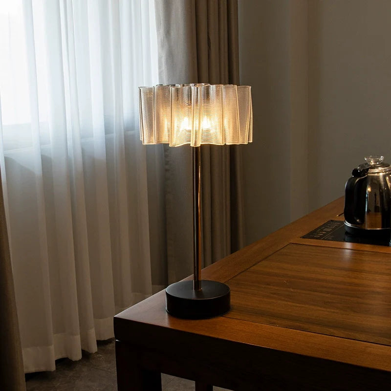 Pleated Full-Aluminum Rechargeable Table Lamp