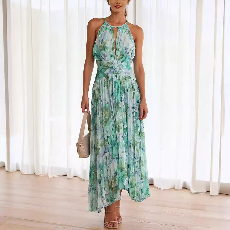 Celestine – Pleated Halter Maxi Dress
