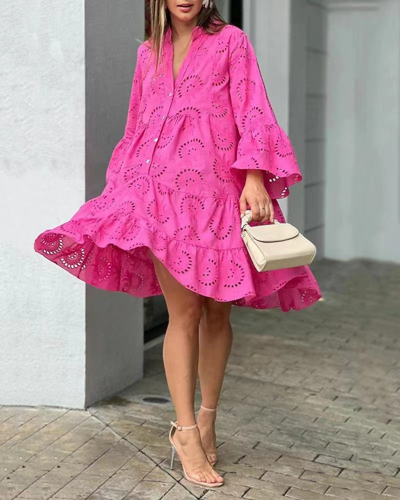 Fawna – Embroidered Tiered Mini Dress