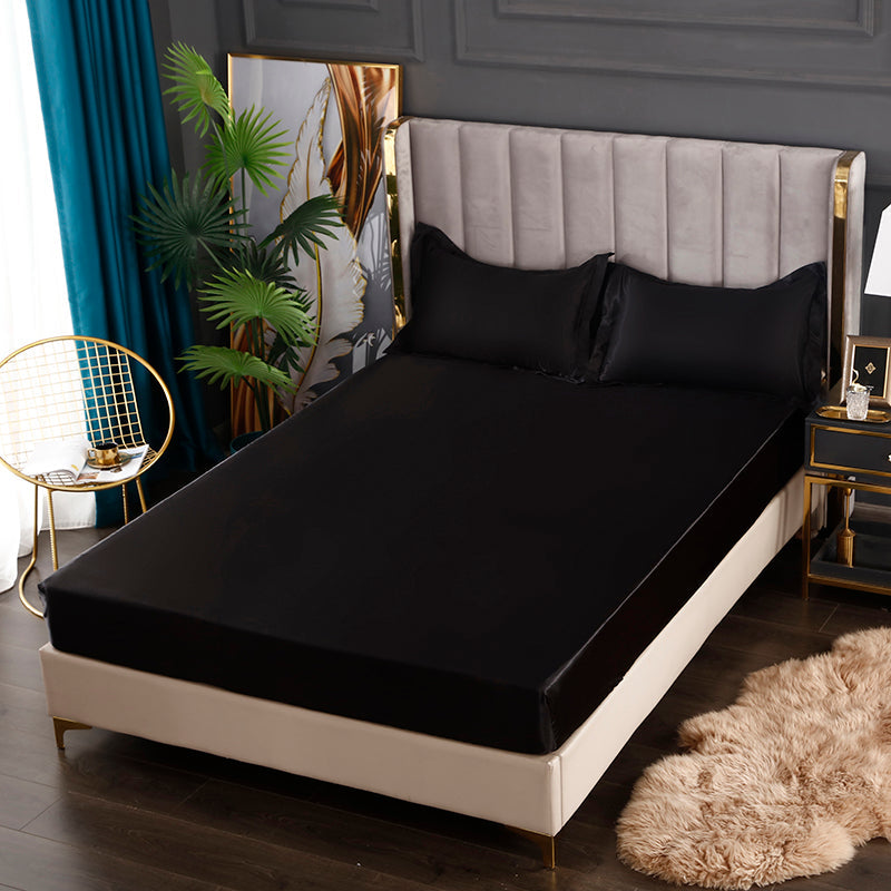 Silk Satin Elastic Fitted Sheet with FREE* Silk Satin Pillowcases Bowlift