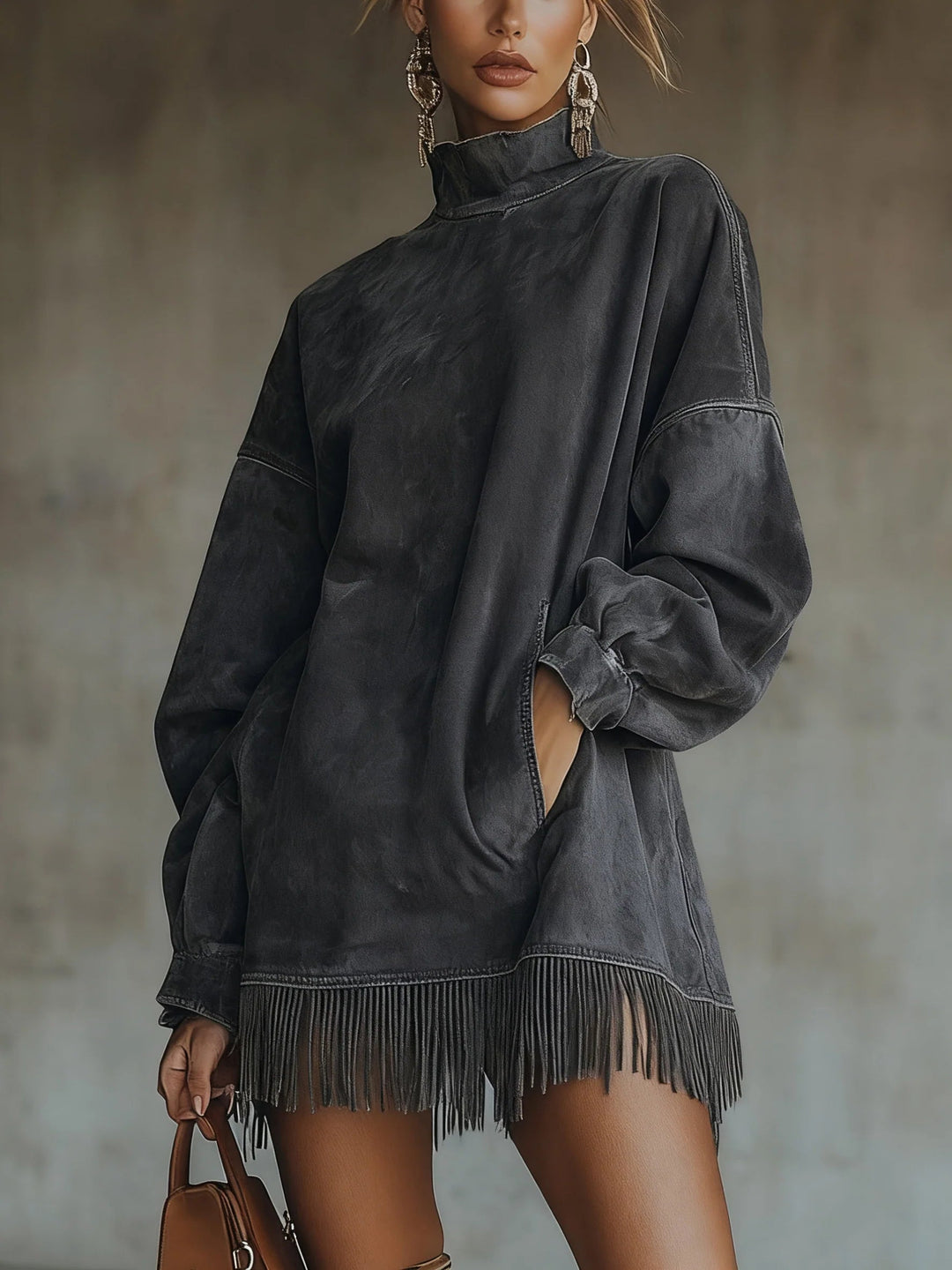 Narelsa | Oversized Dress with Fringe