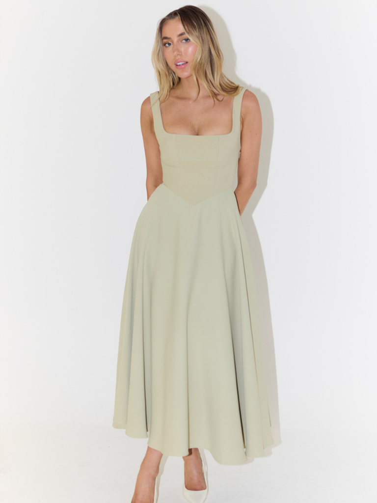 Women’s Sleeveless Corset Midi Dress