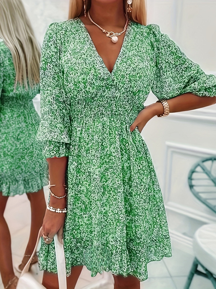 Evie | Elegant Floral Ruffle Mini Dress