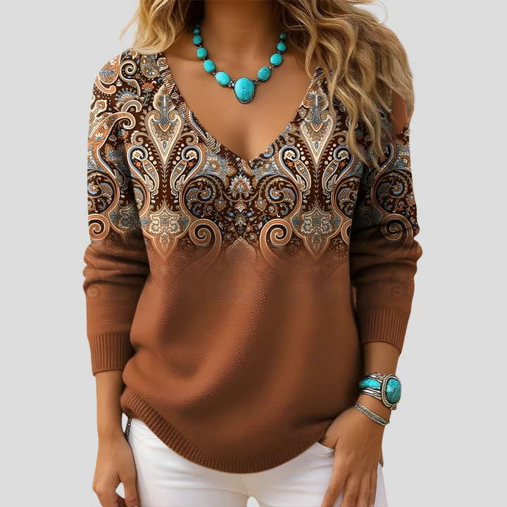 Amelia | Elegant Sweater with V-Neck and Long Sleeves