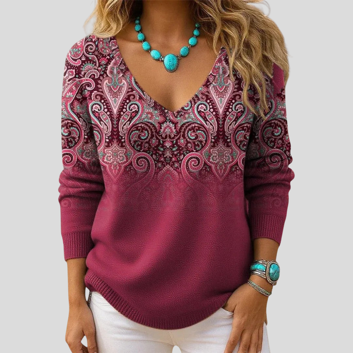 Amelia | Elegant Sweater with V-Neck and Long Sleeves