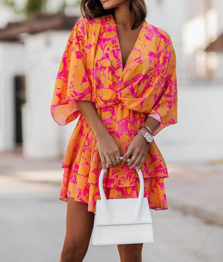 Valeria - Bohemian Floral Mini Dress