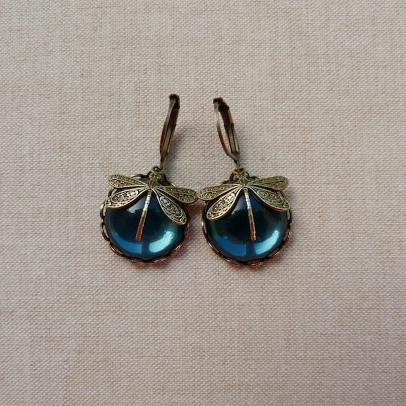Antique Gold Dragonfly Earrings