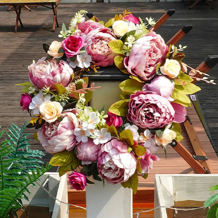 BowLift | Artificial Wreath - AutumnBloom - Outdoor & Peonies - Cozy Autumn Decoration