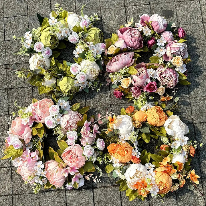 BowLift | Artificial Wreath - AutumnBloom - Outdoor & Peonies - Cozy Autumn Decoration